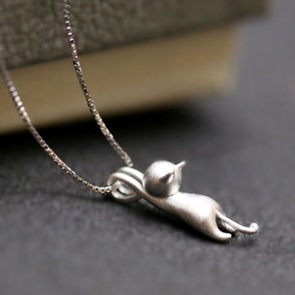 Cute Animal Cat Shaped Pendant Necklace For Women, HA4599 - Picture 1 of 5